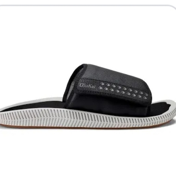 Olukai Ulele 'Olu Slide Sandal Mens Black Recovery Beach Slip On Comfort Size 12